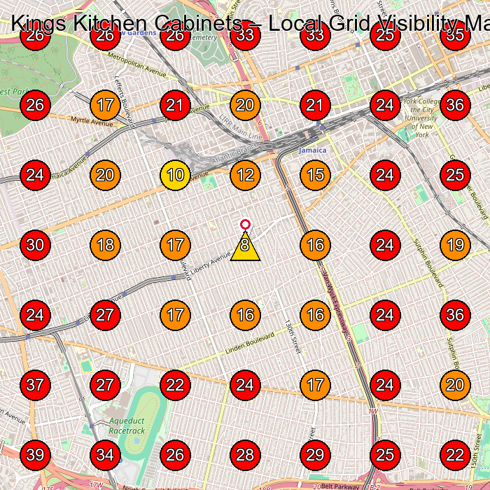 Kings Kitchen Cabinets GeoGrid visibility map for Cabinet Store in Queens